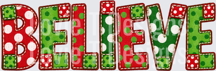 Believe Dots Christmas DTF transfer design