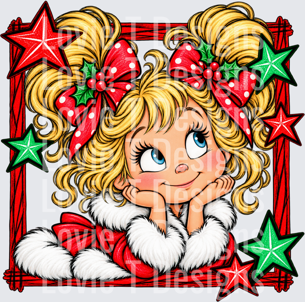Cindy Lou Star Frame DTF transfer design