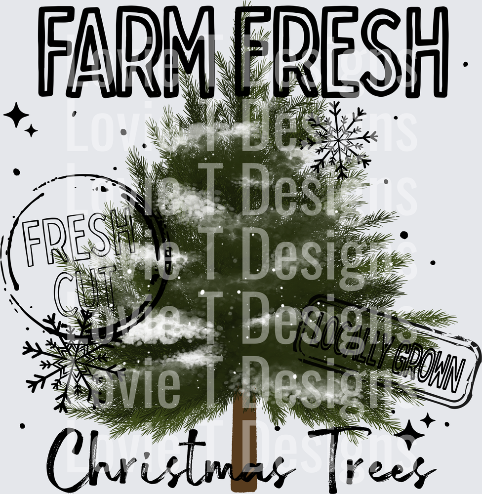 Farm Fresh Christmas Trees (Black) DTF transfer design