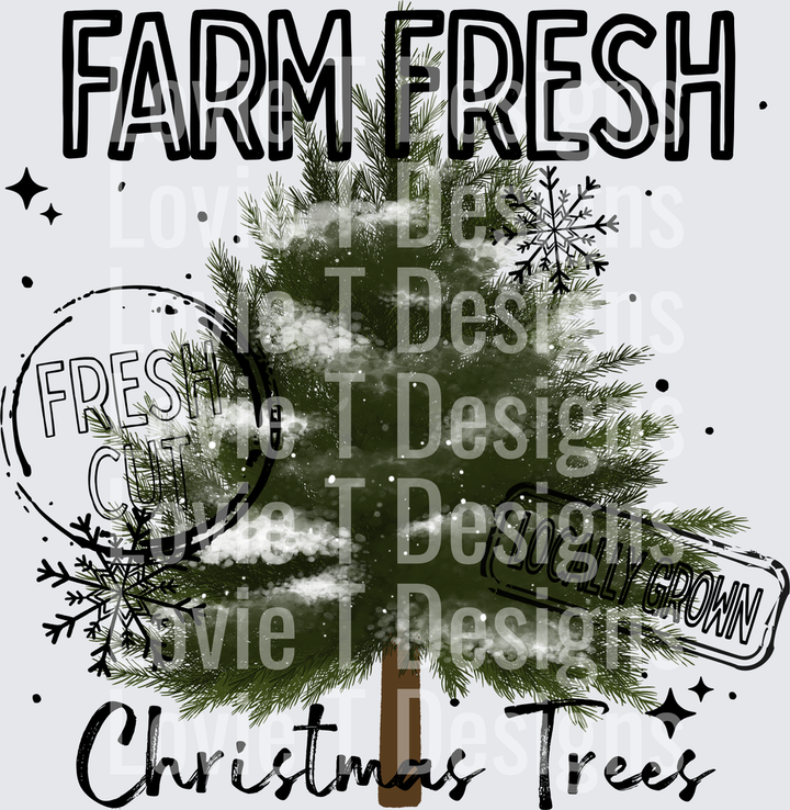 Farm Fresh Christmas Trees (Black) DTF transfer design