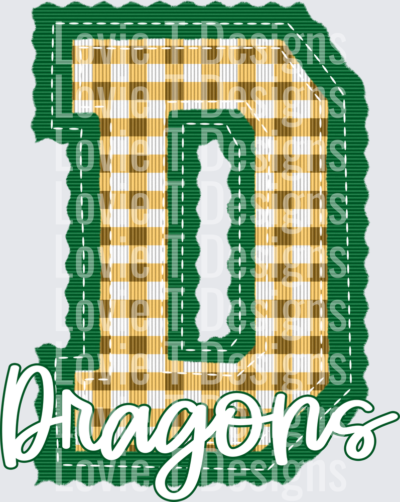 LETTERMAN DRAGONS KELLY GREEN AND YELLOW