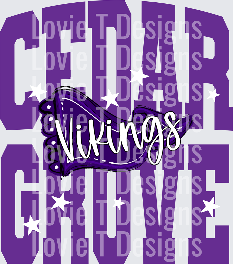 PENNANT AND STARS CEDAR GROVE VIKINGS