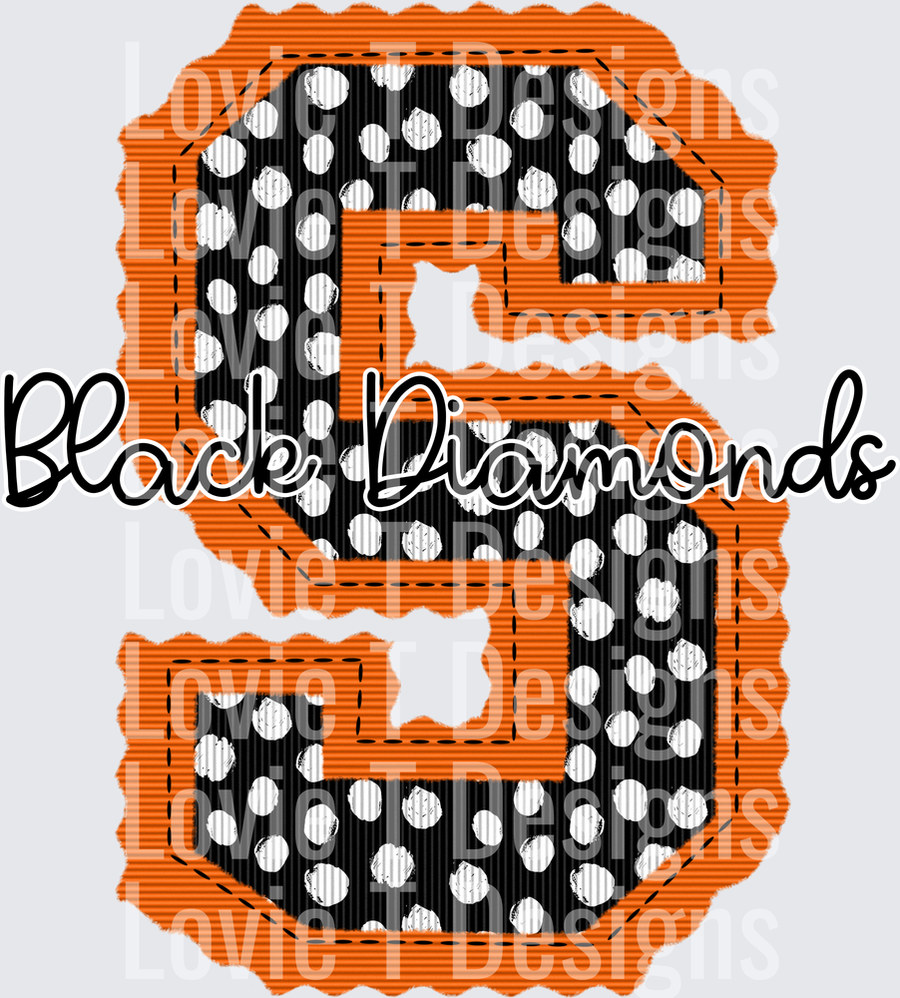 BLACK DIAMONDS ORANGE BASE AND BLACK DOT TOP