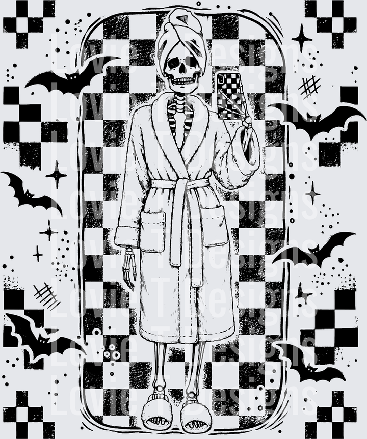 SKELETON SELFIE Halloween DTF transfer design