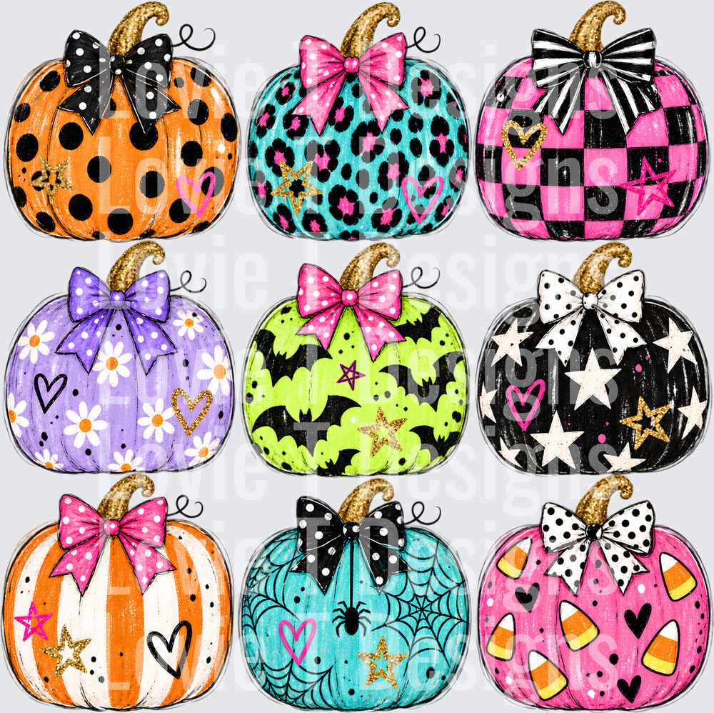 Colorful Pumpkins 1 Fall DTF transfer design