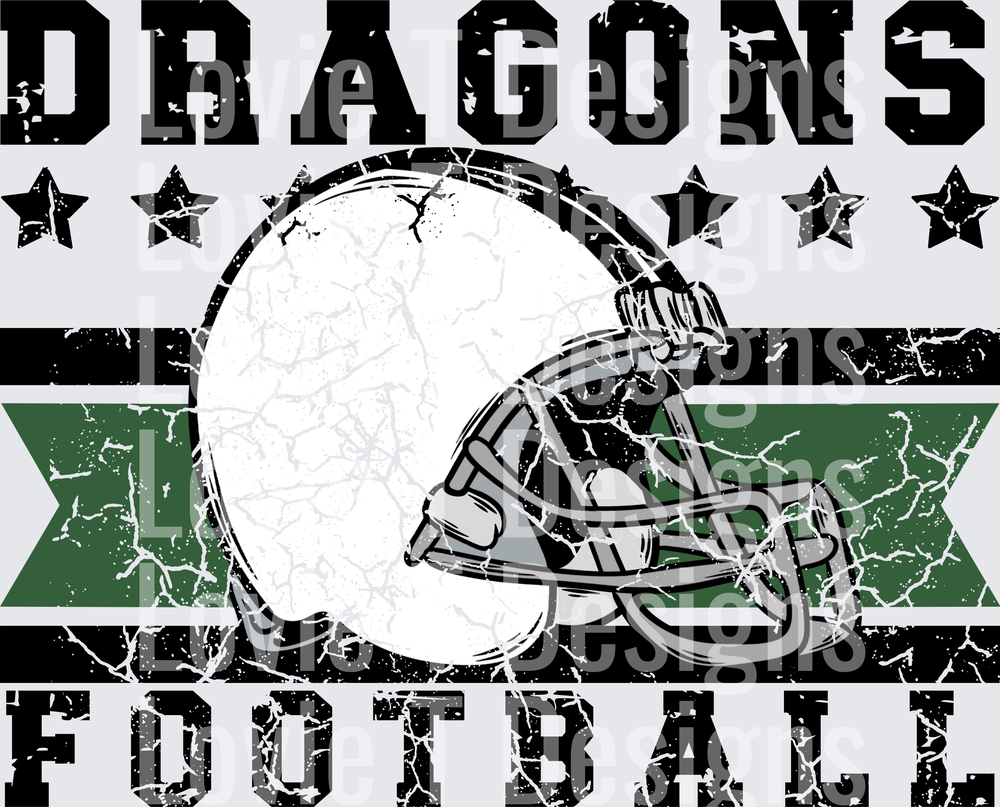 Dragons FOOTBALL DARK GREEN DISTRESSED