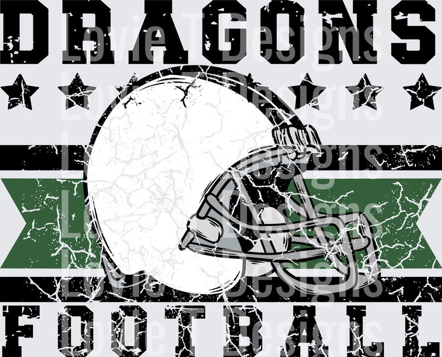 Dragons FOOTBALL DARK GREEN DISTRESSED