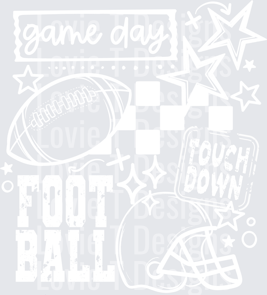 FOOTBALL COLLAGE SINGLE COLOR WHITE Football DTF transfer design