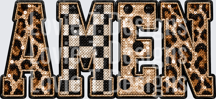 Amen Sequin Faith DTF transfer design