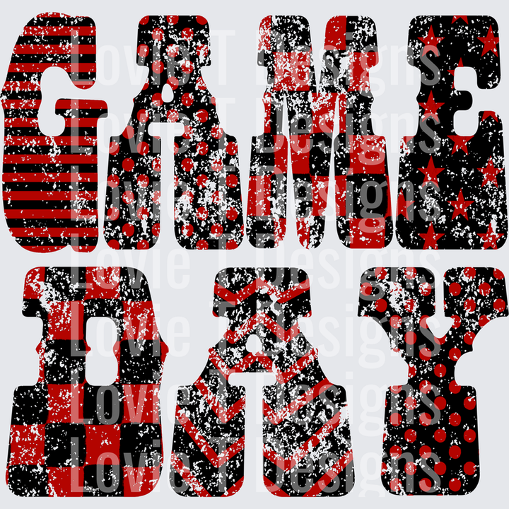 Black Red Game Day – DTF Transfer – product image