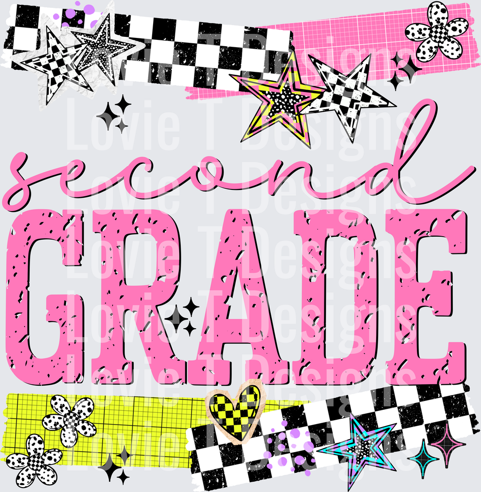 SEEING STARS SCHOOL SECOND GRADE back-to-school DTF transfer design