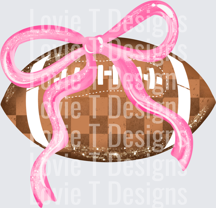 FOOTBALL & PINK BOW Football DTF transfer design