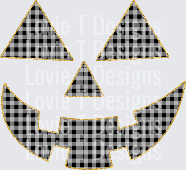 Gingham Face Halloween DTF transfer design