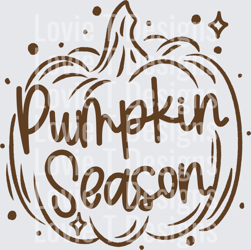 PUMPKIN SEASON SINGLE COLOR BROWN fall DTF transfer design