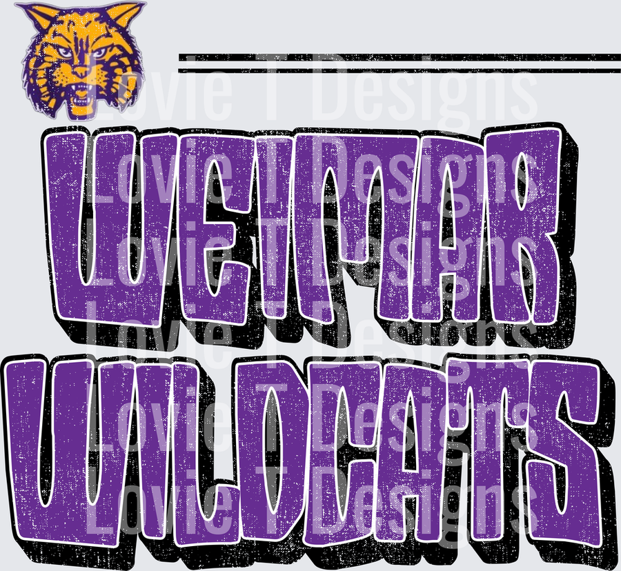 WEIMAR WILDCATS RETRO STRIPES DISTRESSED
