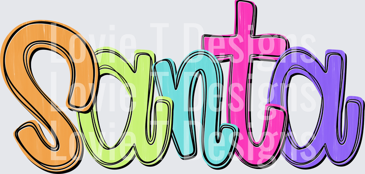 Santa Script Christmas DTF transfer design