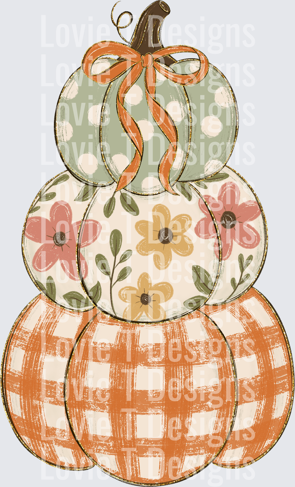 Pumpkin Stack fall DTF transfer design