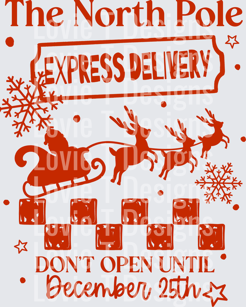 EXPRESS DELIVERY SINGLE COLOR RED Christmas DTF transfer design
