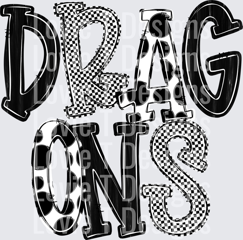 DRAGONS BLACK AND WHITE DOT
