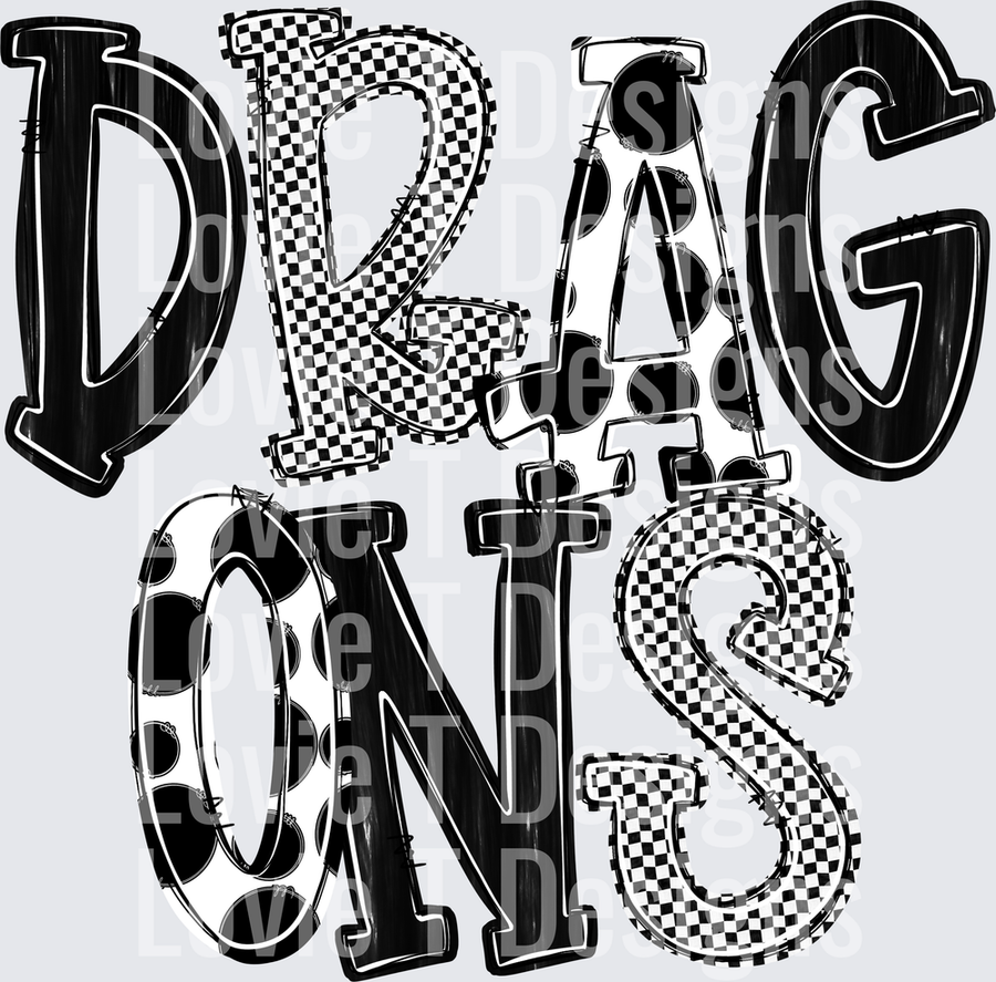 DRAGONS BLACK AND WHITE DOT