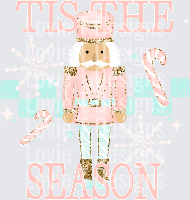 Tis the Season Pink Nutcracker (Light Skin Tone) DTF transfer design