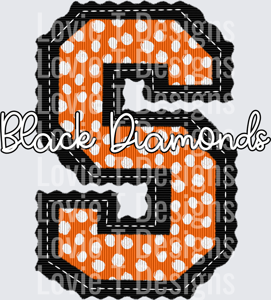 BLACK DIAMONDS BLACK BASE AND ORANGE DOT TOP