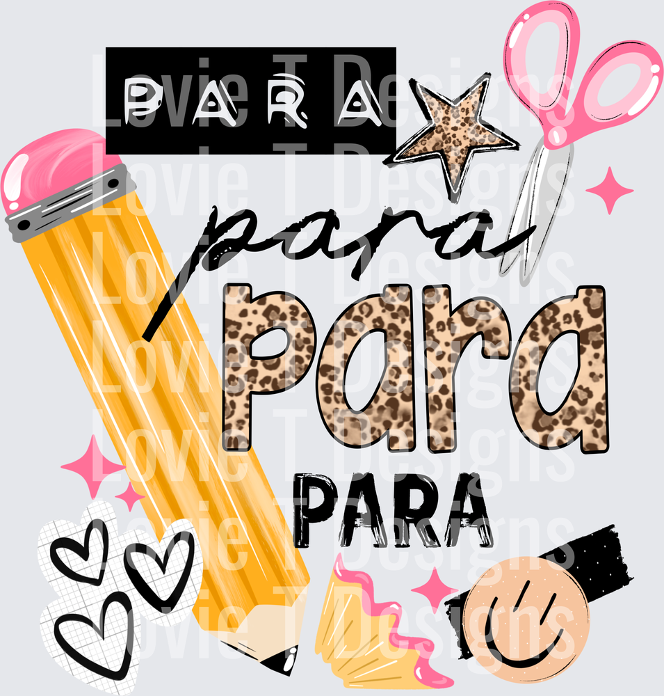 Para Pencil and Leopard back to school DTF transfer design