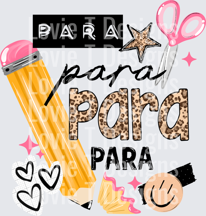 Para Pencil and Leopard back to school DTF transfer design