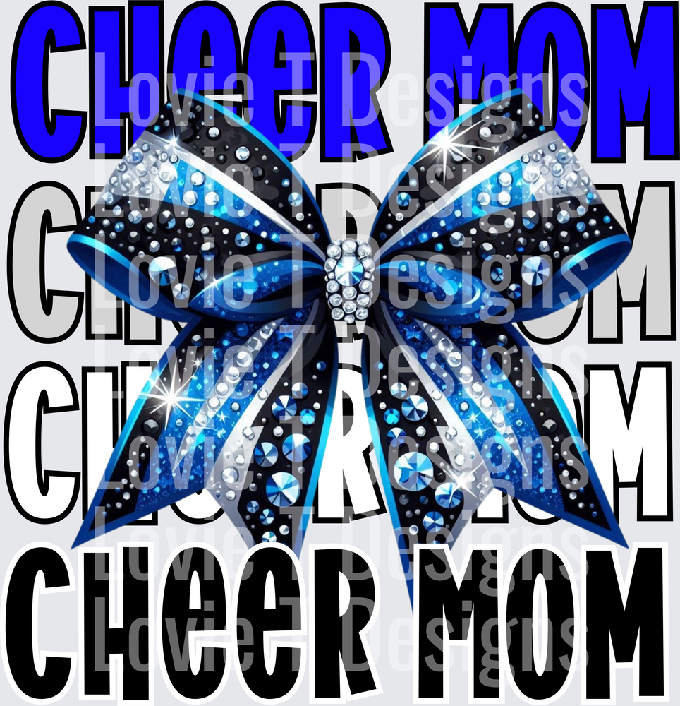 Cheer Mom Royal Blue cheer DTF transfer design