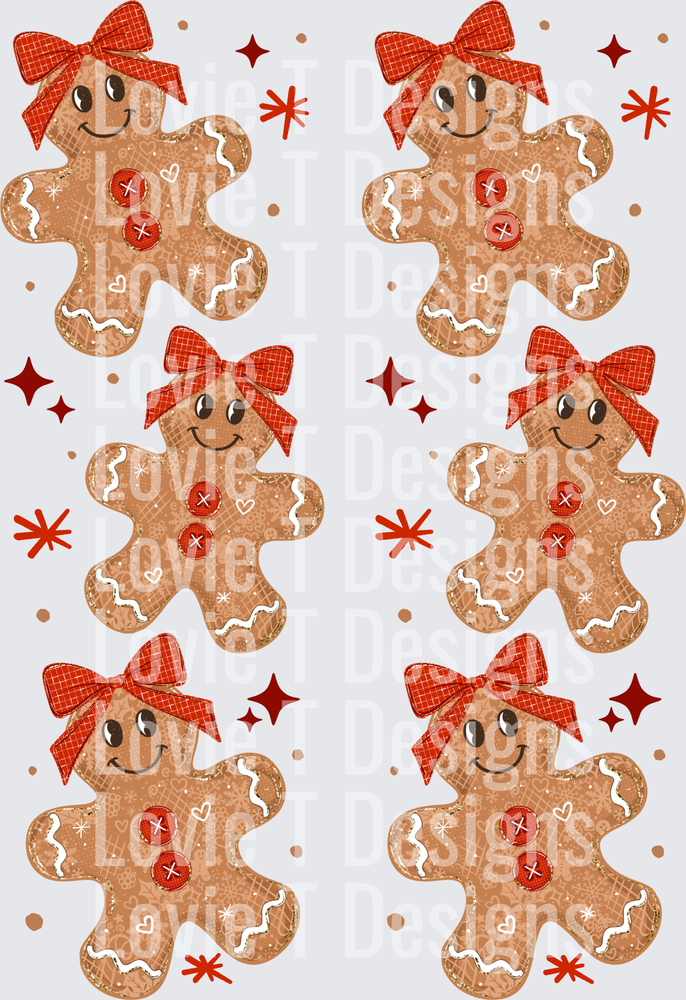 Gingerbread Button Sleeves DTF transfer design