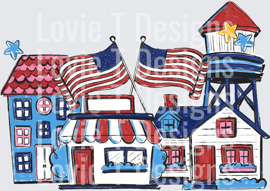 PATRIOTIC SMALL TOWN BLANK WHITE BOUTIQUE
