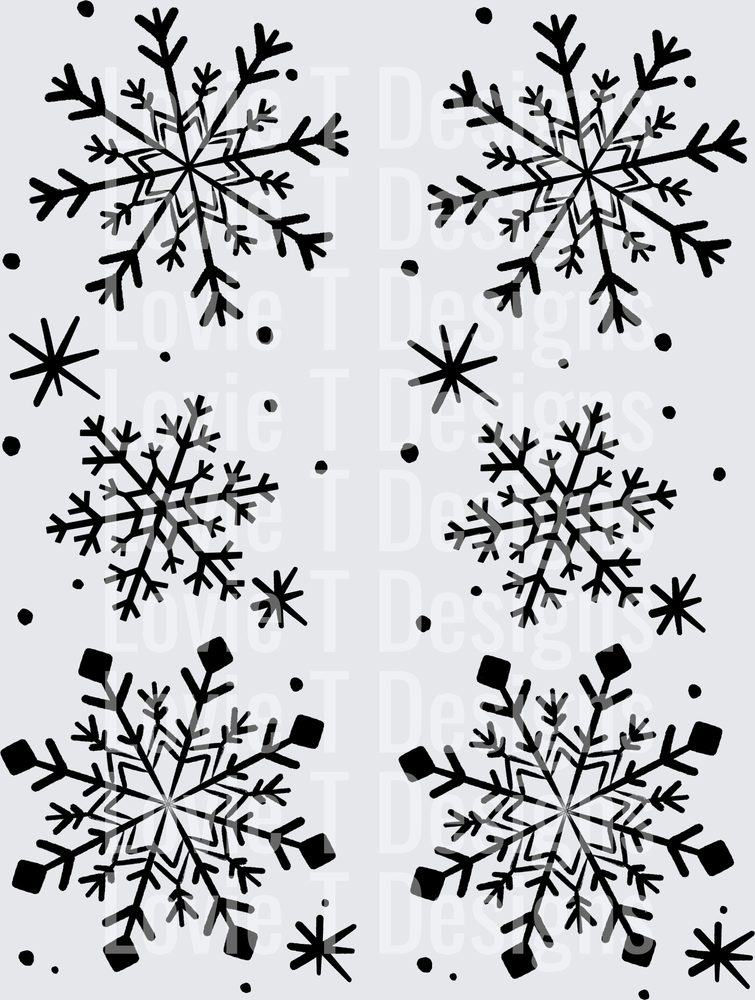 Snowman Face Snowflake Sleeves (Black) DTF transfer design