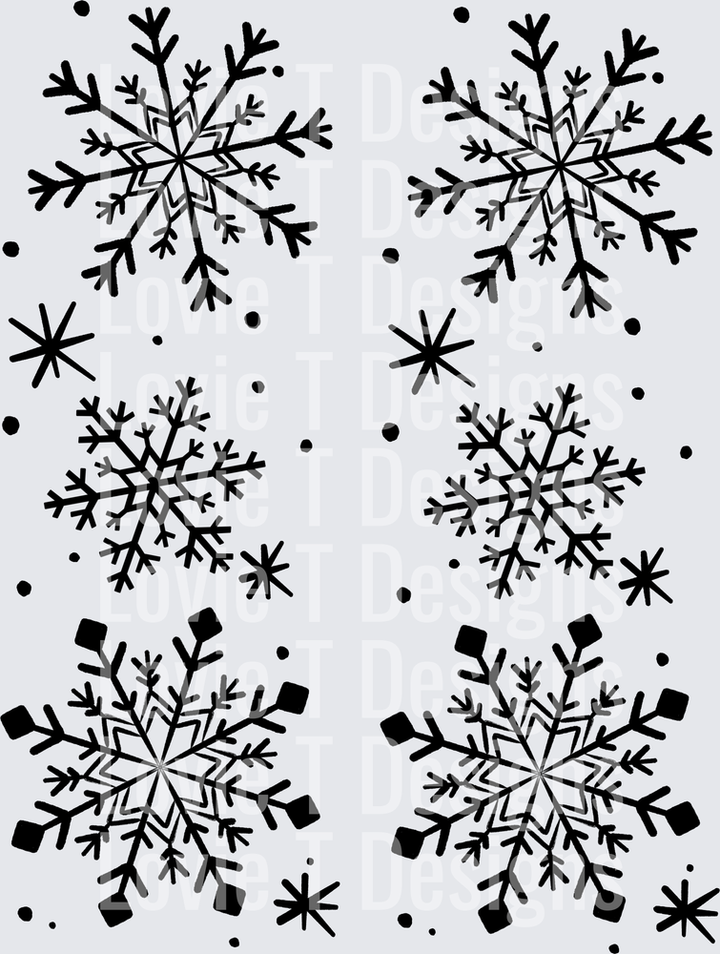 Snowman Face Snowflake Sleeves (Black) DTF transfer design