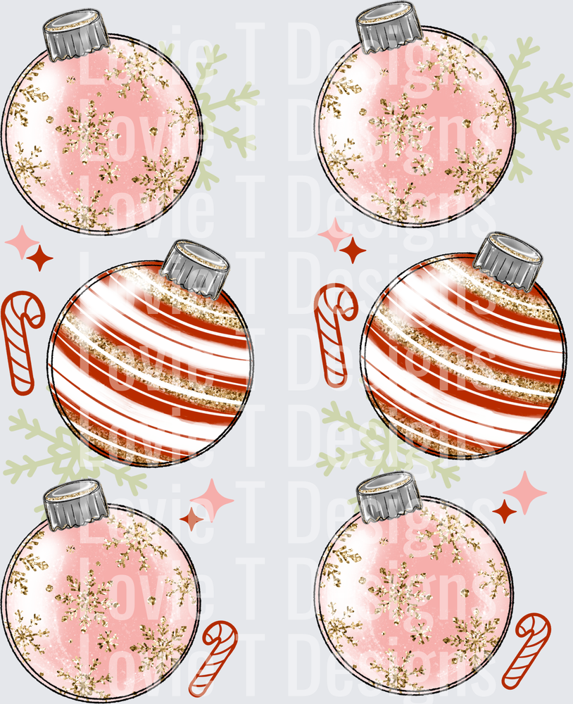 Holly Jolly Ornaments Sleeves DTF transfer design