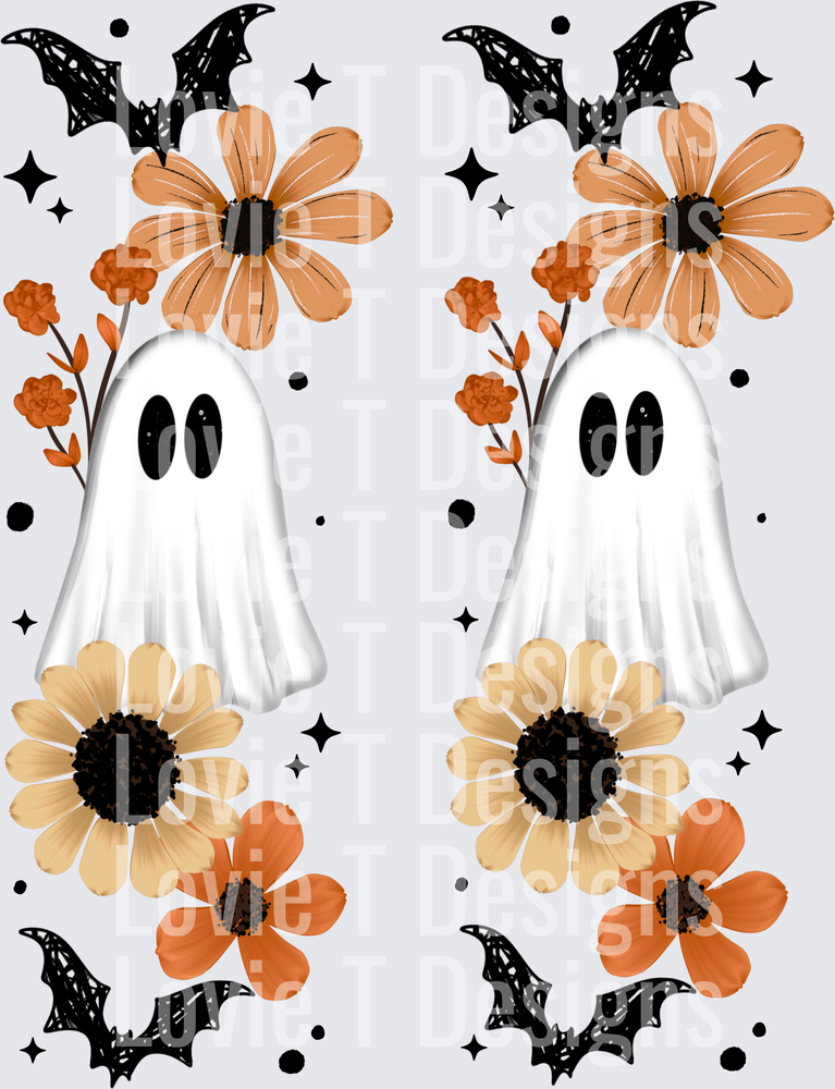 Floral Ghostie Sleeves fall DTF transfer design