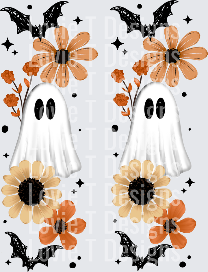 Floral Ghostie Sleeves fall DTF transfer design