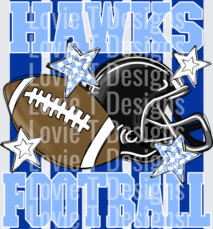HAWKS FOOTBALL STRIPES ROYAL AND COLUMBIA BLUE