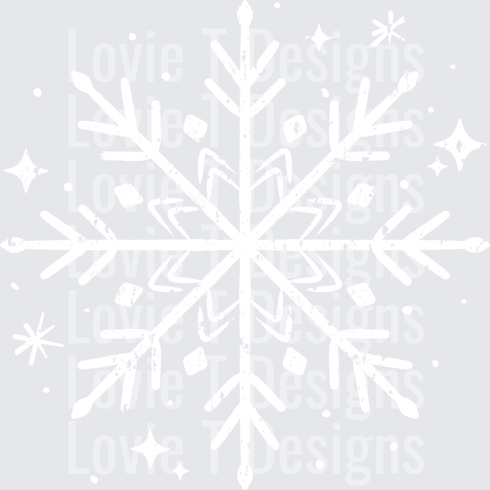 Sketched Snowflake (White) DTF transfer design