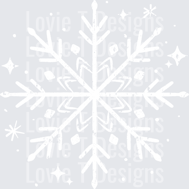 Sketched Snowflake (White) DTF transfer design