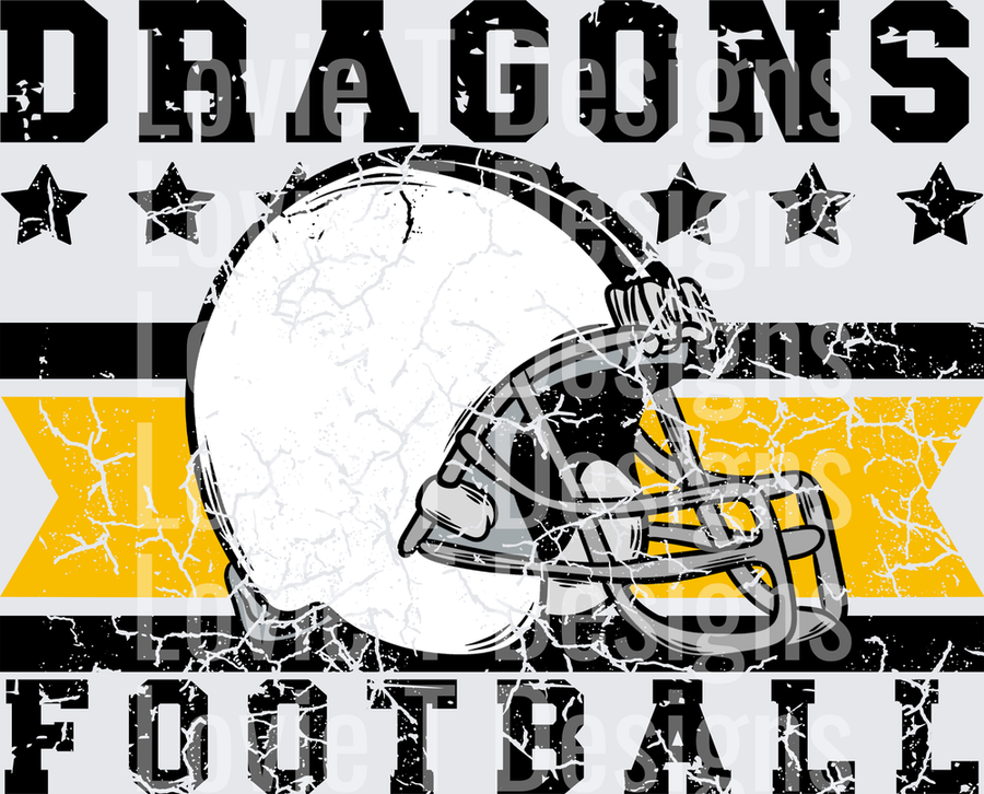 Dragons FOOTBALL YELLOW DISTRESSED