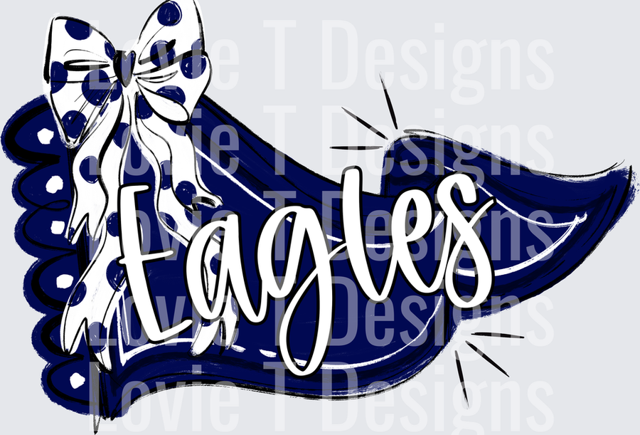 EAGLES NAVY PENNANT AND NAVY DOT BOW