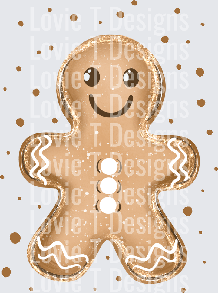 GLITTERY GINGERBREAD NO BOW christmas DTF transfer design