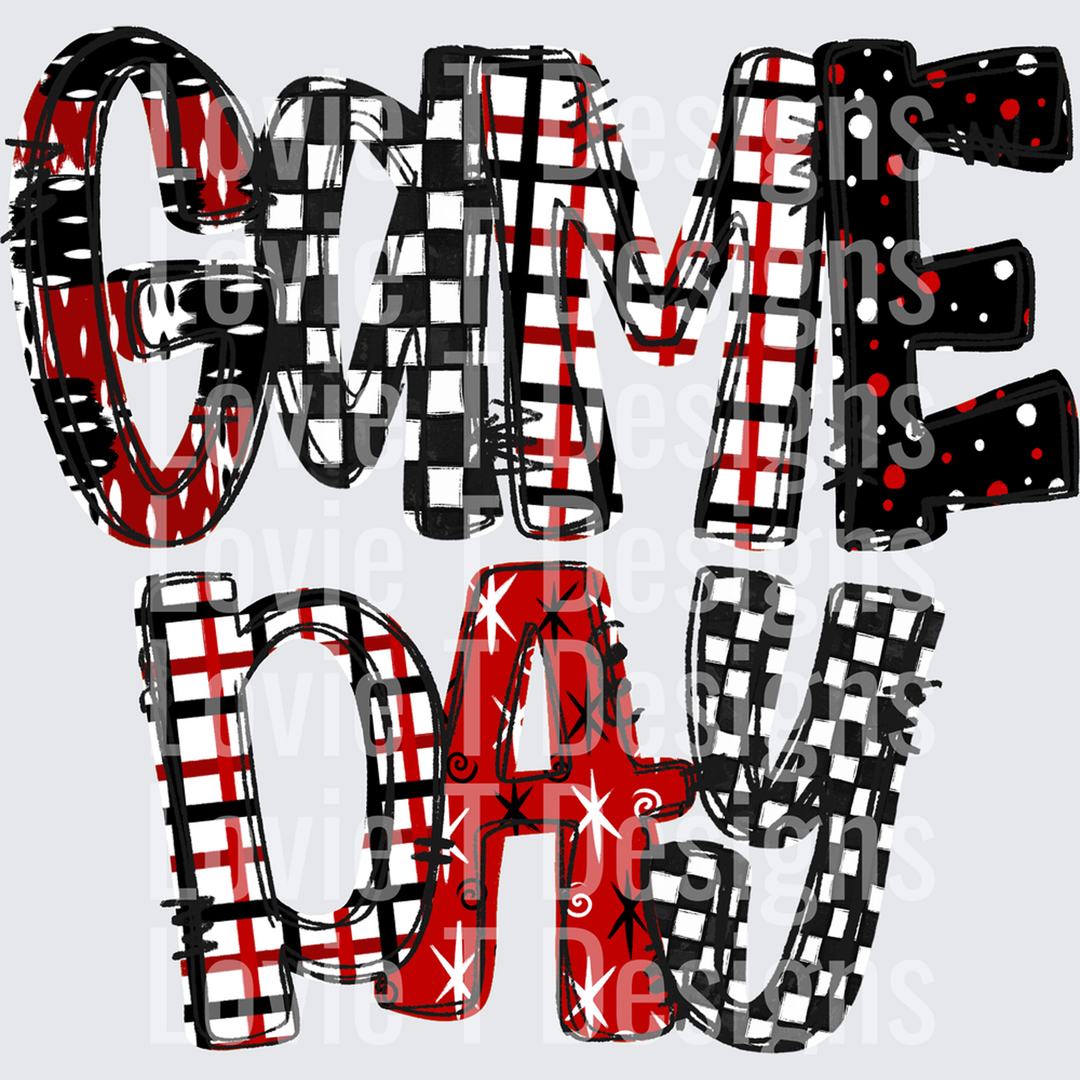 Game Day Word Art Red – DTF Transfer – product image