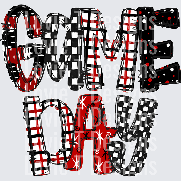 Game Day Word Art Red – DTF Transfer – product image
