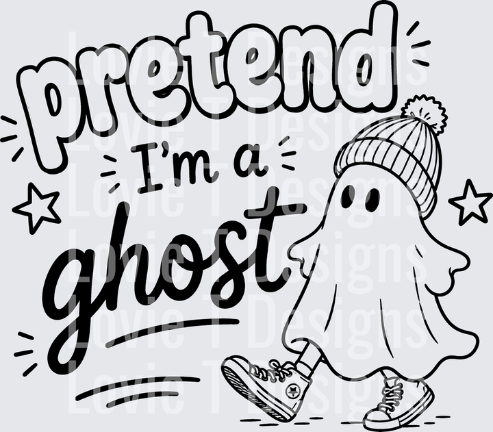 PRETEND I’M A GHOST Halloween DTF transfer design