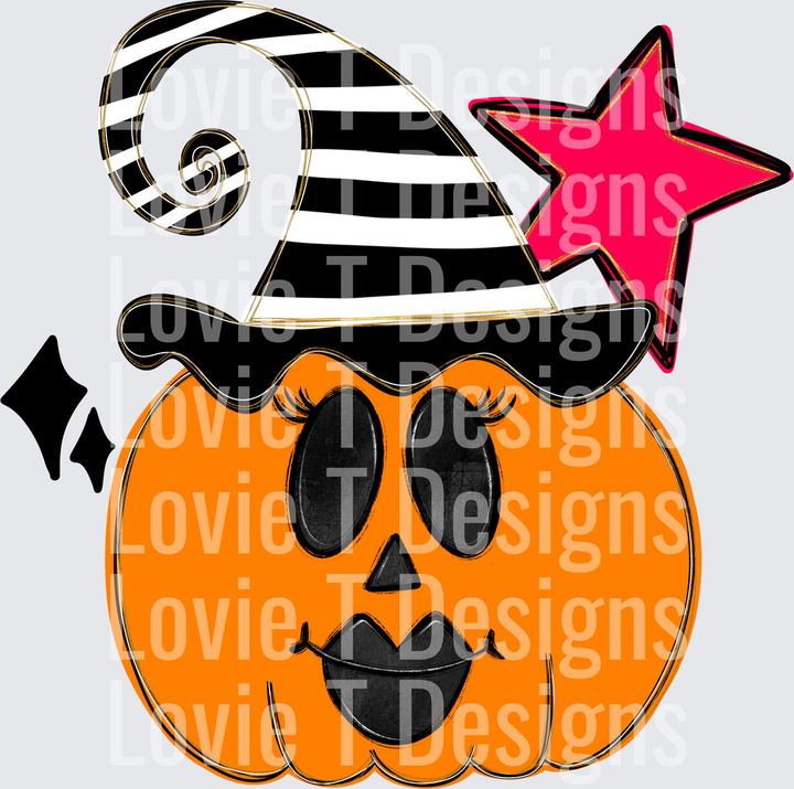 Pumpkin Witch Halloween DTF transfer design