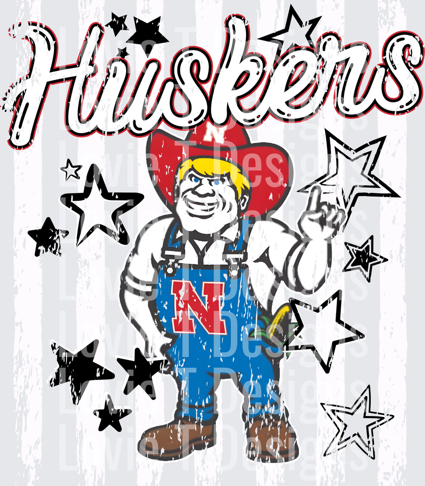 NEBRASKA HUSKERS STARS AND VERTICAL STRIPES BLACK