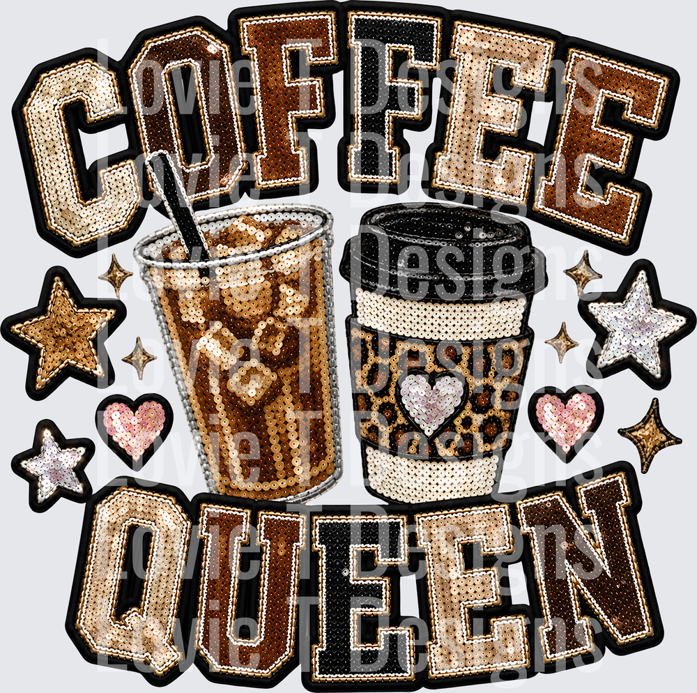 COFFEE QUEEN FAUX SEQUIN