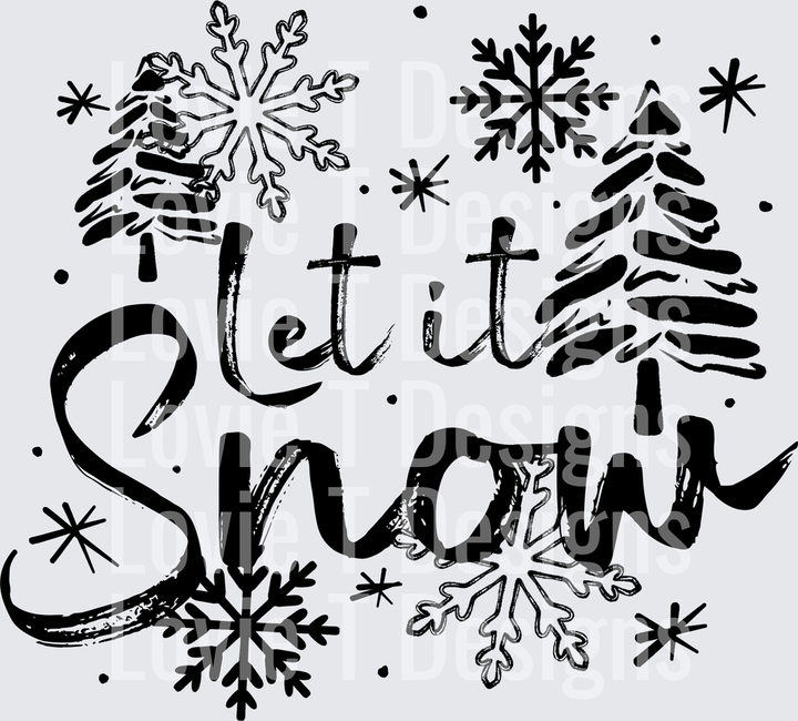 Let It Snow Trees (Black) DTF transfer design