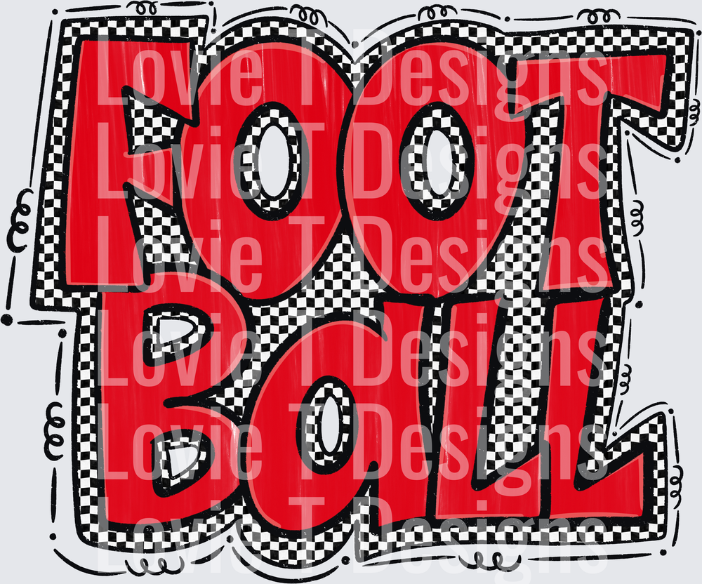 Preppy Football Bold Red Chunky Retro Checkered Typography Design
